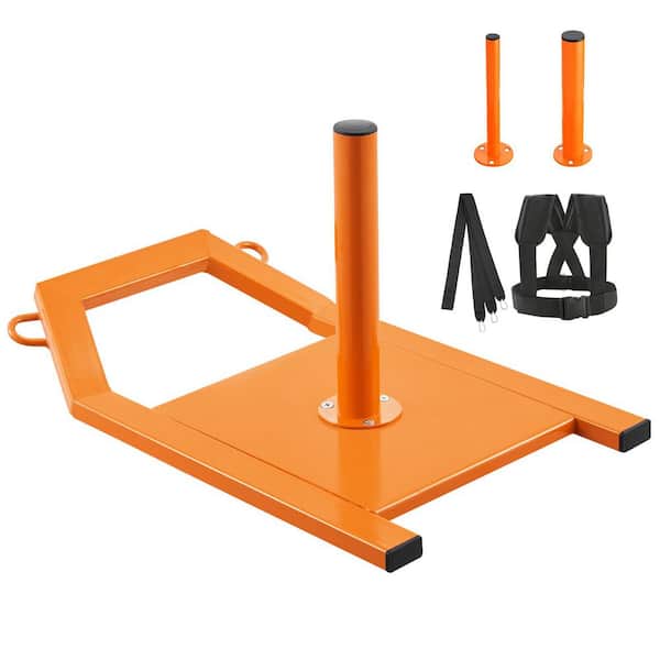 SKYSHALO Weight Training Pull Sled, Fitness Strength Speed Training Sled, Steel, Suitable for 1in. & 2in. Weight Plate, Orange