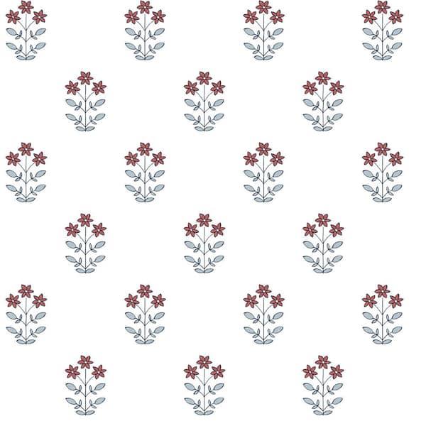 A-Street Prints Kit Red Floral Wallpaper Sample