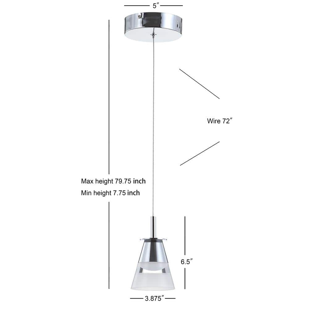 Alain 5" Chrome Polished Adjustable LED Pendant Light