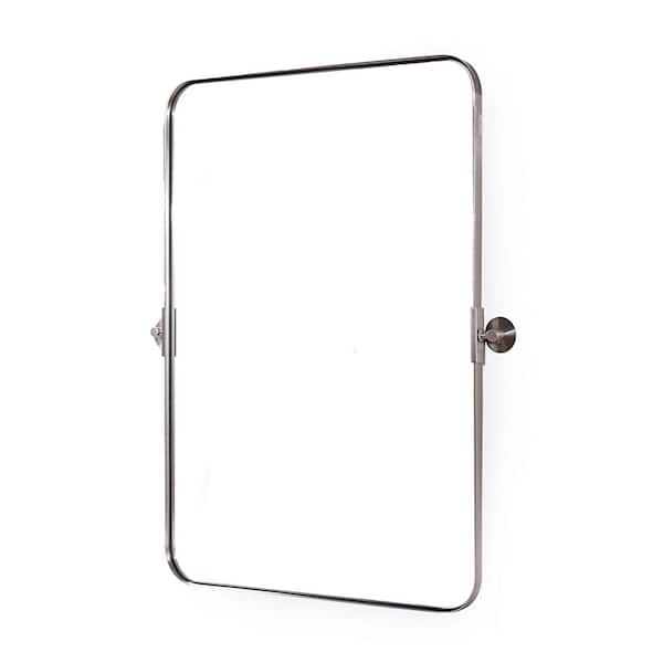 ANDY STAR 34 in. W x 1 in. H Stainless Steel Framed Brushed Nickel Wall Mirror
