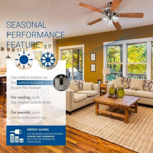 Indoor Brushed Nickel Ceiling Fan 