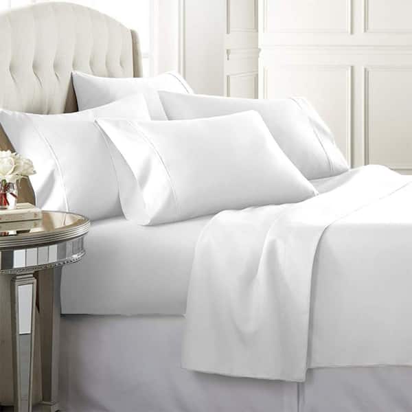 Luxury Home Super Soft 1600 Series Double Brushed 6 Piece White Microfiber California King Bed Sheets Set Lh 1600s 6pc Whi Ck The Depot Luxury Home Super Soft 1600 Series, California King Bed Sheets Sets