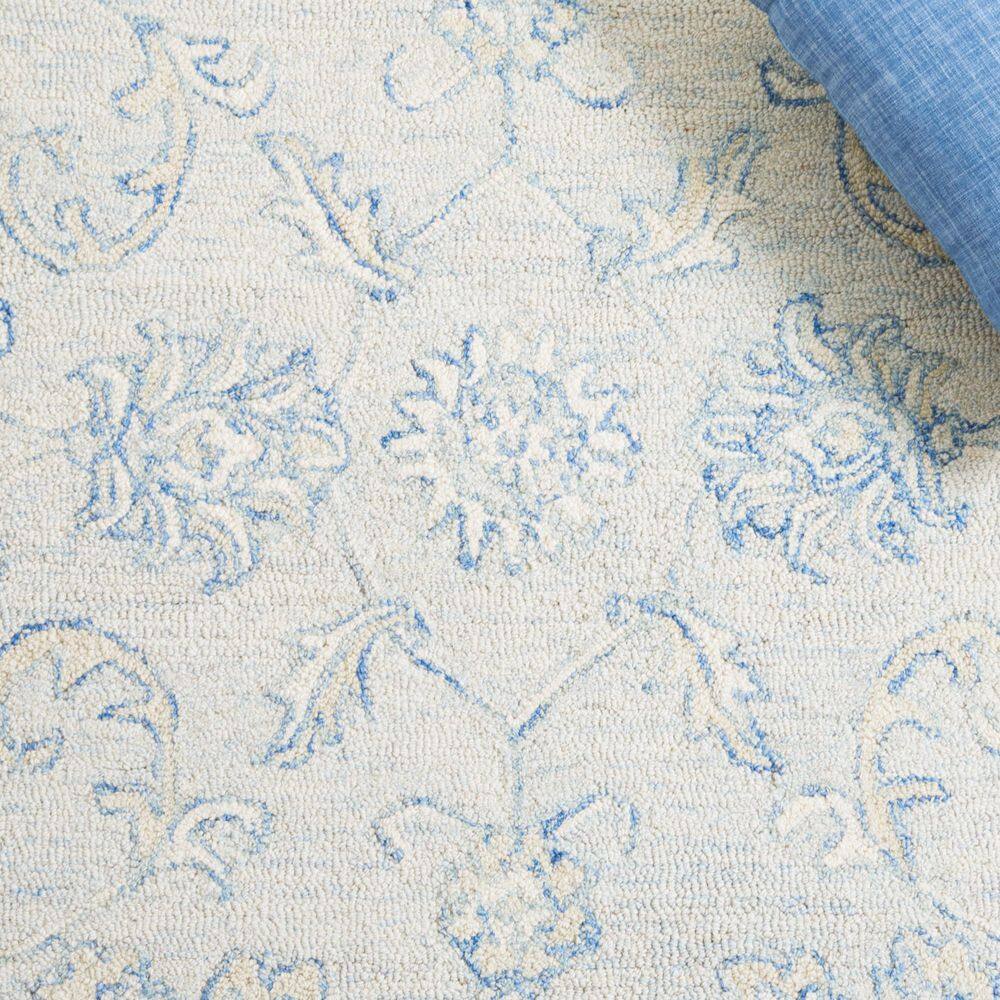 Micro-Loop Blue/Beige 9 ft. x 12 ft. Border Medallion Area Rug - thumbnail 8