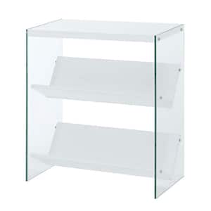 SoHo 27.75 in. H White/Glass 3 Shelf Accent Bookcase