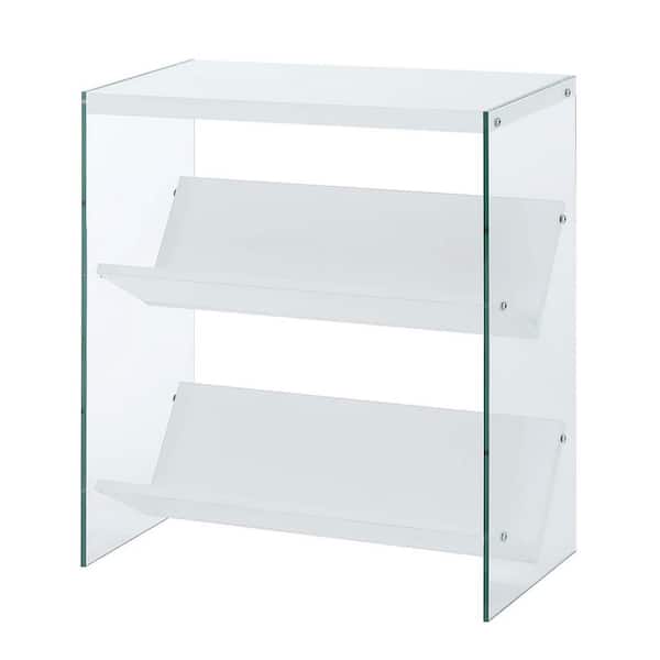 Convenience Concepts SoHo 27.75 in. H White/Glass 3 Shelf Accent Bookcase