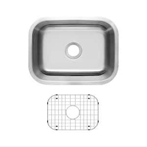 23 in. Undermount Single Bowl 18-Gauge Stainless Steel Kitchen Sink with Bottom Grid