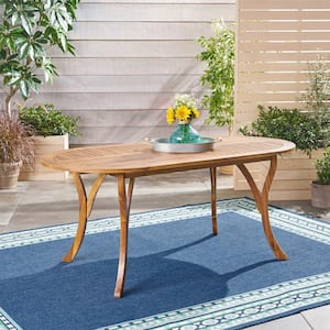 70 in. Outdoor Patio Oval Acacia Dining Table