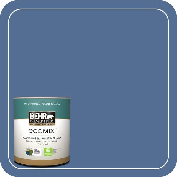 BEHR PREMIUM PLUS 1 qt. #M530-6 Charter Blue Semi-Gloss Enamel EcoMix ...