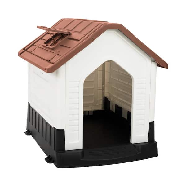 Patio Premier Medium Plastic Dog House - Brown and White