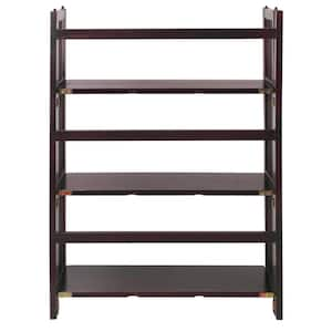 38 in. Espresso New Wood 3-Shelf Etagere Bookcase