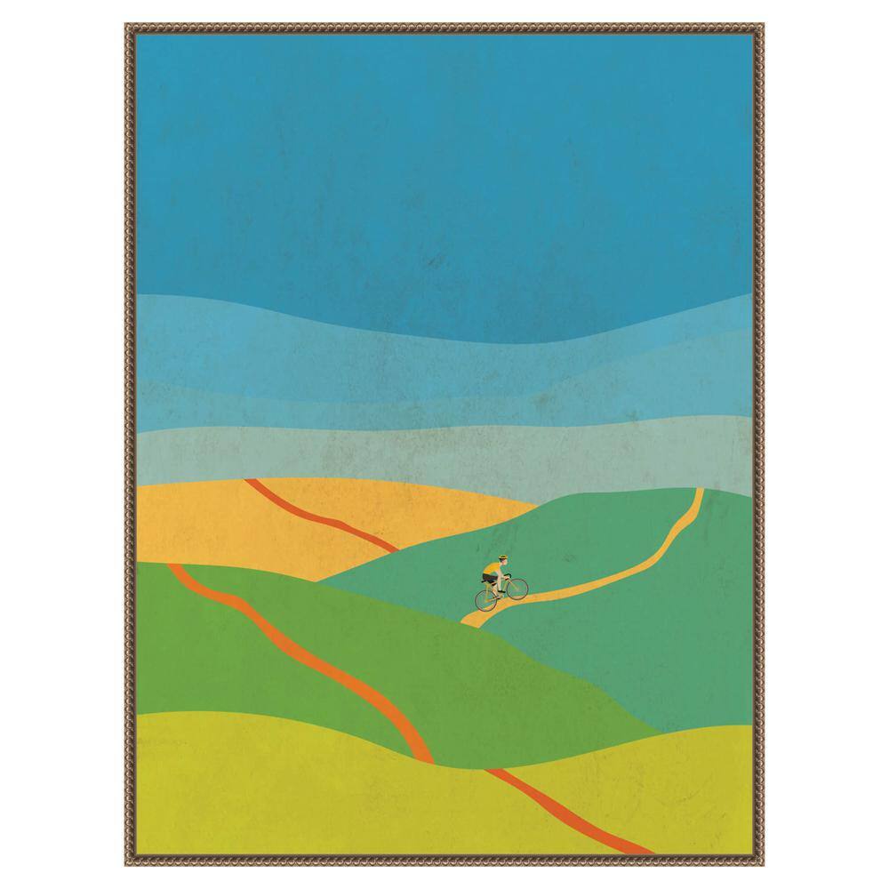 Large Vibrant Abstract Landscape Canvas with Bronze Frame
