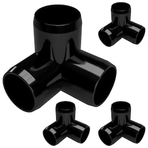 1 in. Furniture Grade PVC 3-Way Elbow in Black (4-Pack)