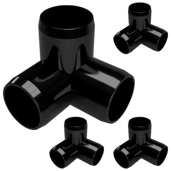 Formufit 1 in. Furniture Grade PVC 3-Way Elbow in Black (4-Pack)