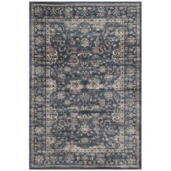 SAFAVIEH Vintage Dark Blue/Cream 8 ft. x 11 ft. Border Area Rug