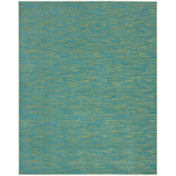 Nourison Essentials 6 ft. x 9 ft. Blue Green Solid Contemporary Indoor/Outdoor Patio Area Rug