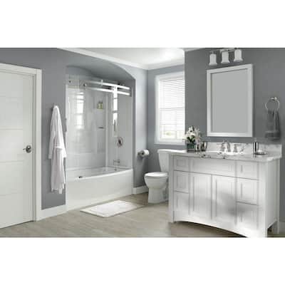 Classic 400 Curve 60 in. W x 62 in. H Sliding Frameless Tub Door in Stainless