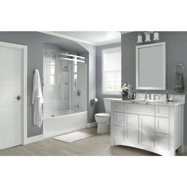 Delta Classic 400 Curve 60 in. W x 62 in. H Sliding Frameless Tub Door in Stainless