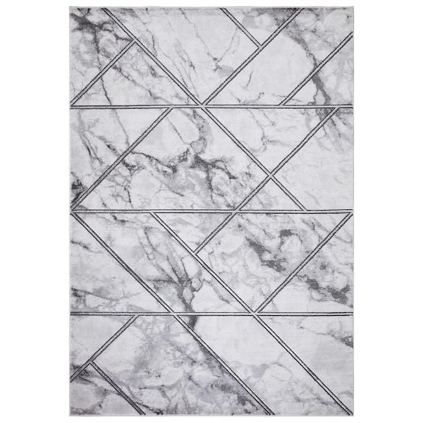 BrightonCollection Bellucci Silver 8 ft. x 11 ft. Geometric Area Rug