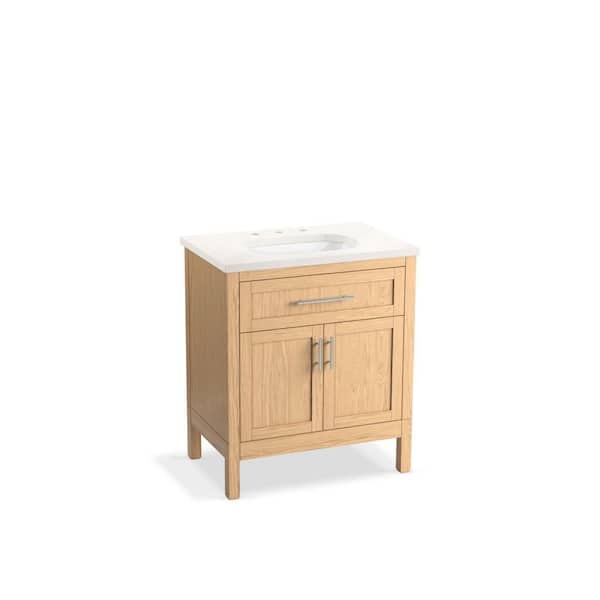 KOHLER Hadron 30.75in. Single Sink Freestanding Light Oak Bath Vanity with White Quartz Top Assembled