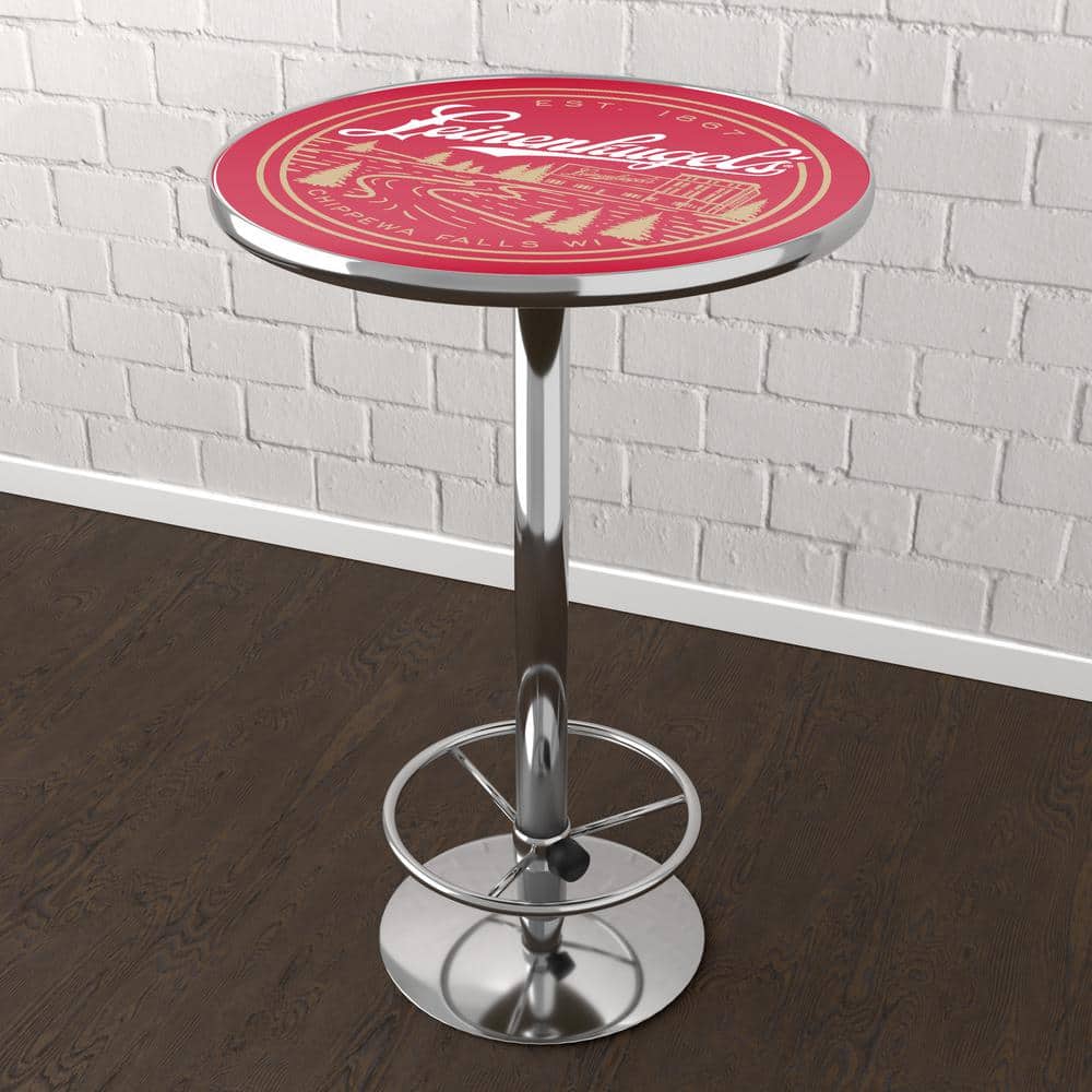 Leinenkugel Brewery 27 in. Chrome Round Table Top with Adjustable Foot Rest