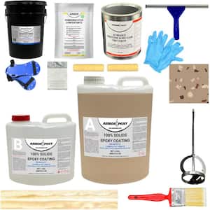 3 gal. Tan Gloss 2-Part 600 sq.ft. Epoxy Kit Interior Industrial Concrete Basement & Garage Epoxy Floor Paint Kit