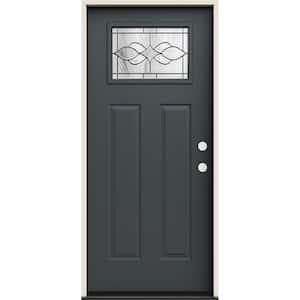 36 in. x 80 in. Left Hand Craftsman Carillon Decorative Glass Marine Steel Prehung Front Door