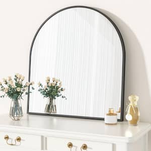 31.5 in. W x 33.5 in. H Arched Black Modern Aluminum Alloy Framed Wall Mirror
