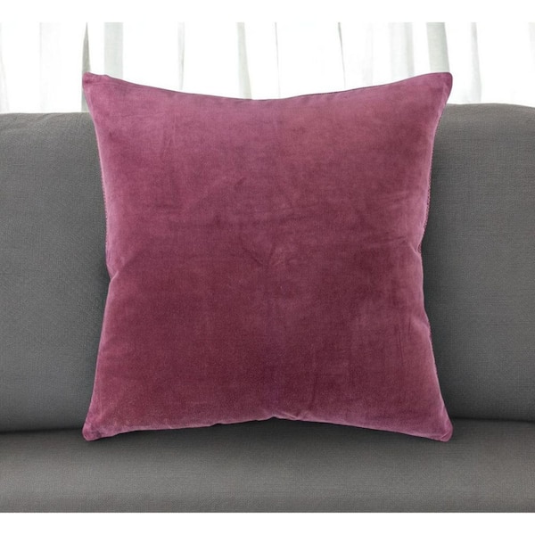 HomeRoots Raspberry Solid Polyester 22 in. x 22 in. Throw Pillow