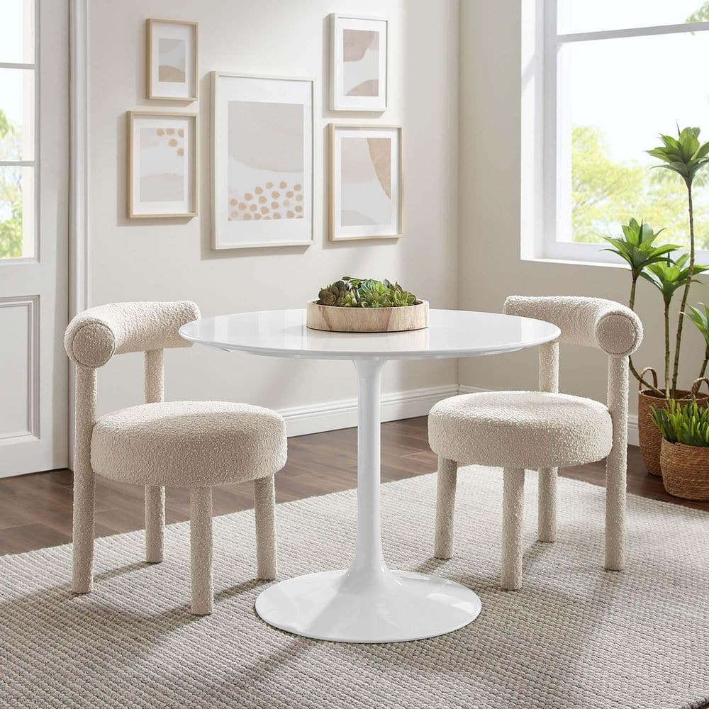 Lippa 40 in. Round Wood Dining Table in White