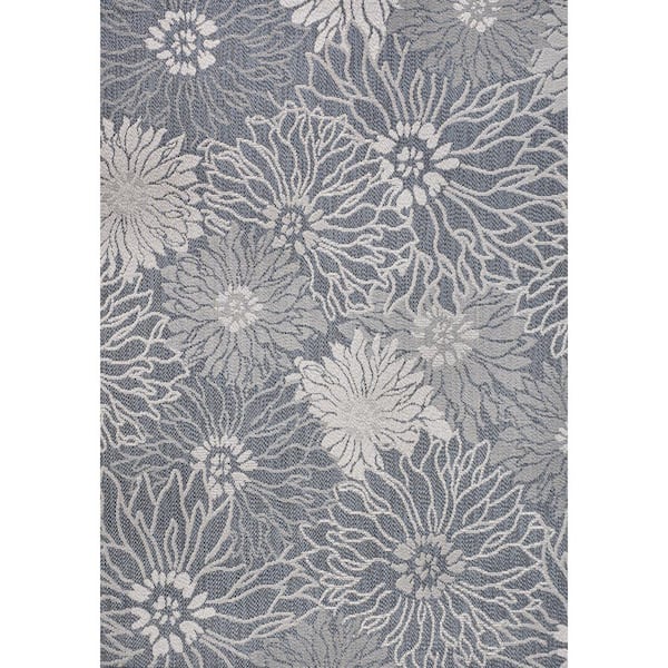 Bahamas Modern All-Over Floral Navy/Gray 3 ft. x 5 ft. Indoor/Outdoor Area Rug