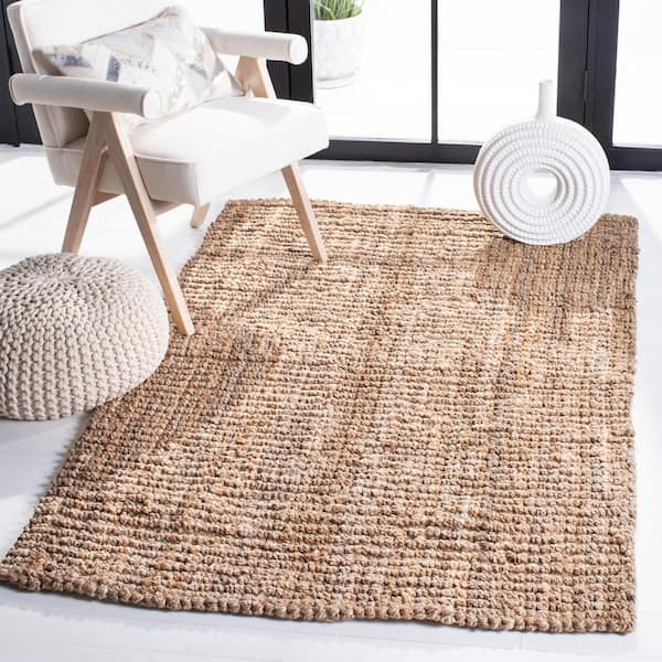 Natural Fiber Natural 4 ft. x 4 ft. Woven Crosstitch Square Area Rug