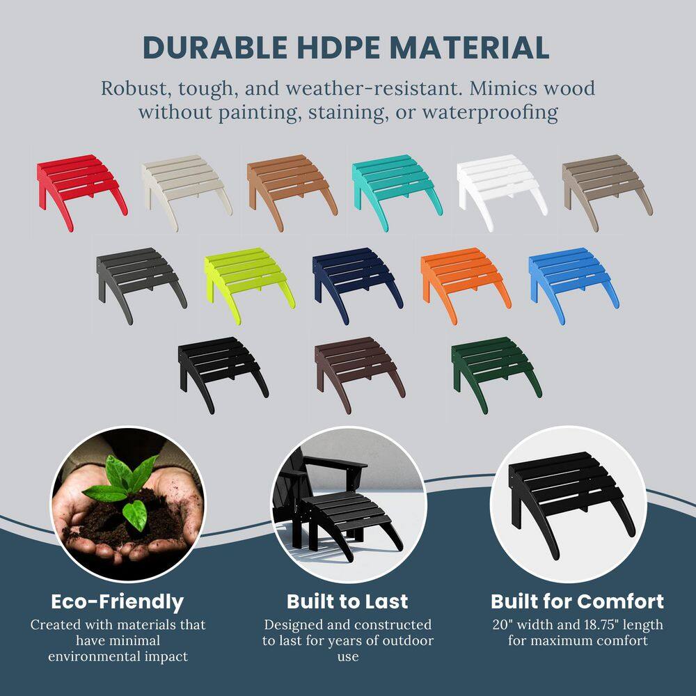Black Poly Plastic Outdoor Folding Adirondack Ottoman