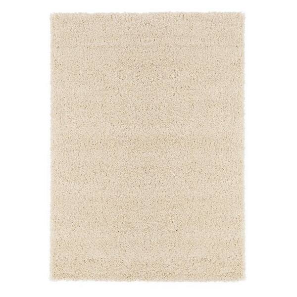 Ottomanson Contemporary Solid Beige 8 ft. x 10 ft. Shag Area Rug