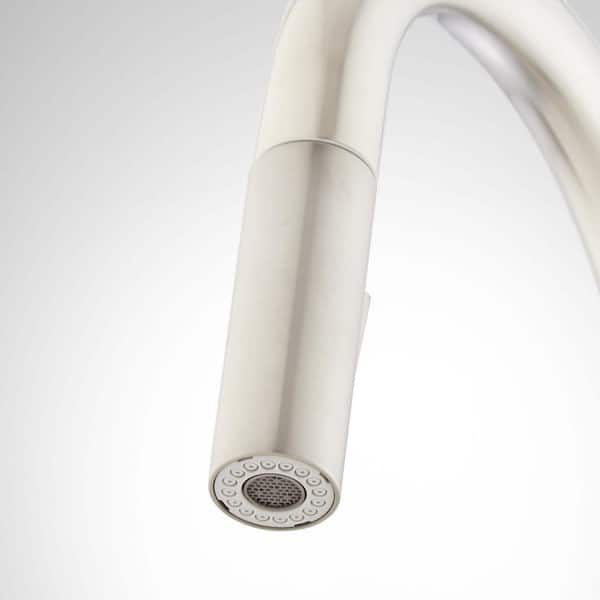 SIGNATURE HARDWARE - Bok Single-Handle Pull Down Sprayer Kitchen Faucet in Stainless Steel