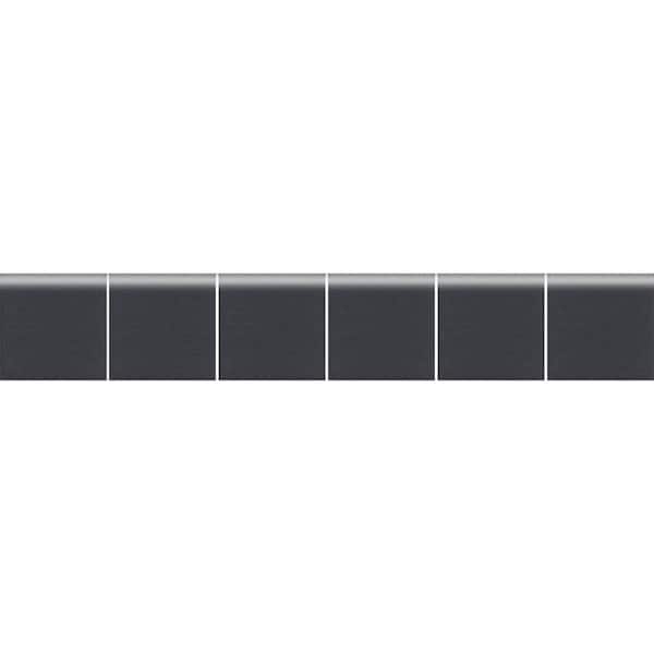 Daltile Keystones Unglazed Black and Ebony 2 in. x 12 in. x 6 mm Porcelain Mosaic Bullnose Trim Tile (0.167 sq. ft./Each)