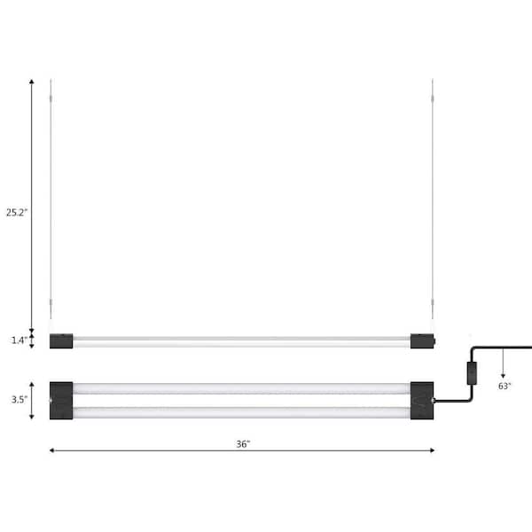 DYMOND 3 ft. LED Grow Light Full Spectrum 5000K Daylight and 660 nm Red Linkable Indoor Plant Fixture