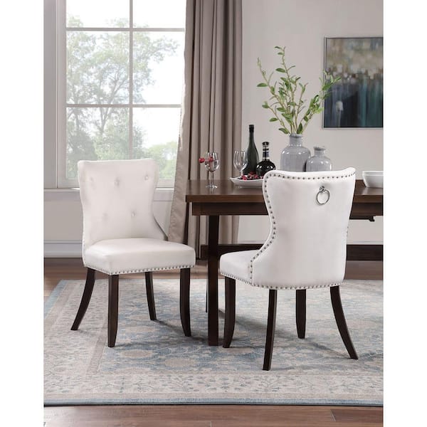 cream and silver dining chairs