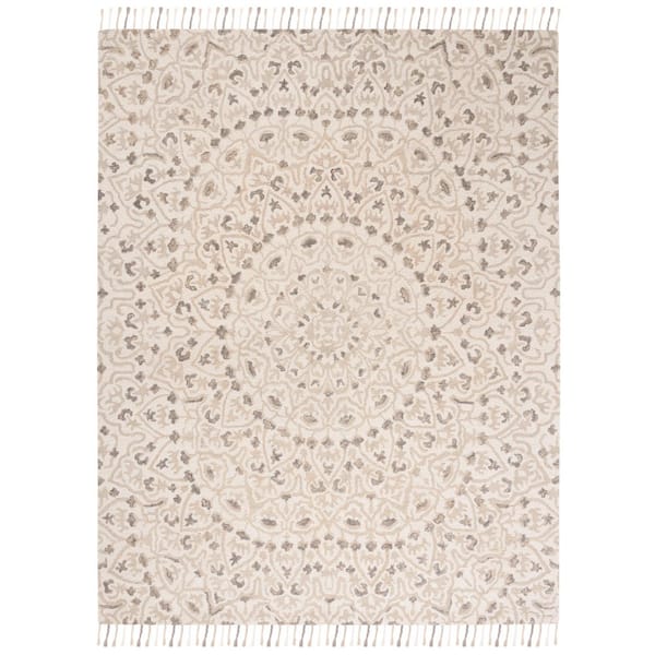Blossom 9 ft. x 12 ft. Ivory/Taupe Garden Medallion Area Rug