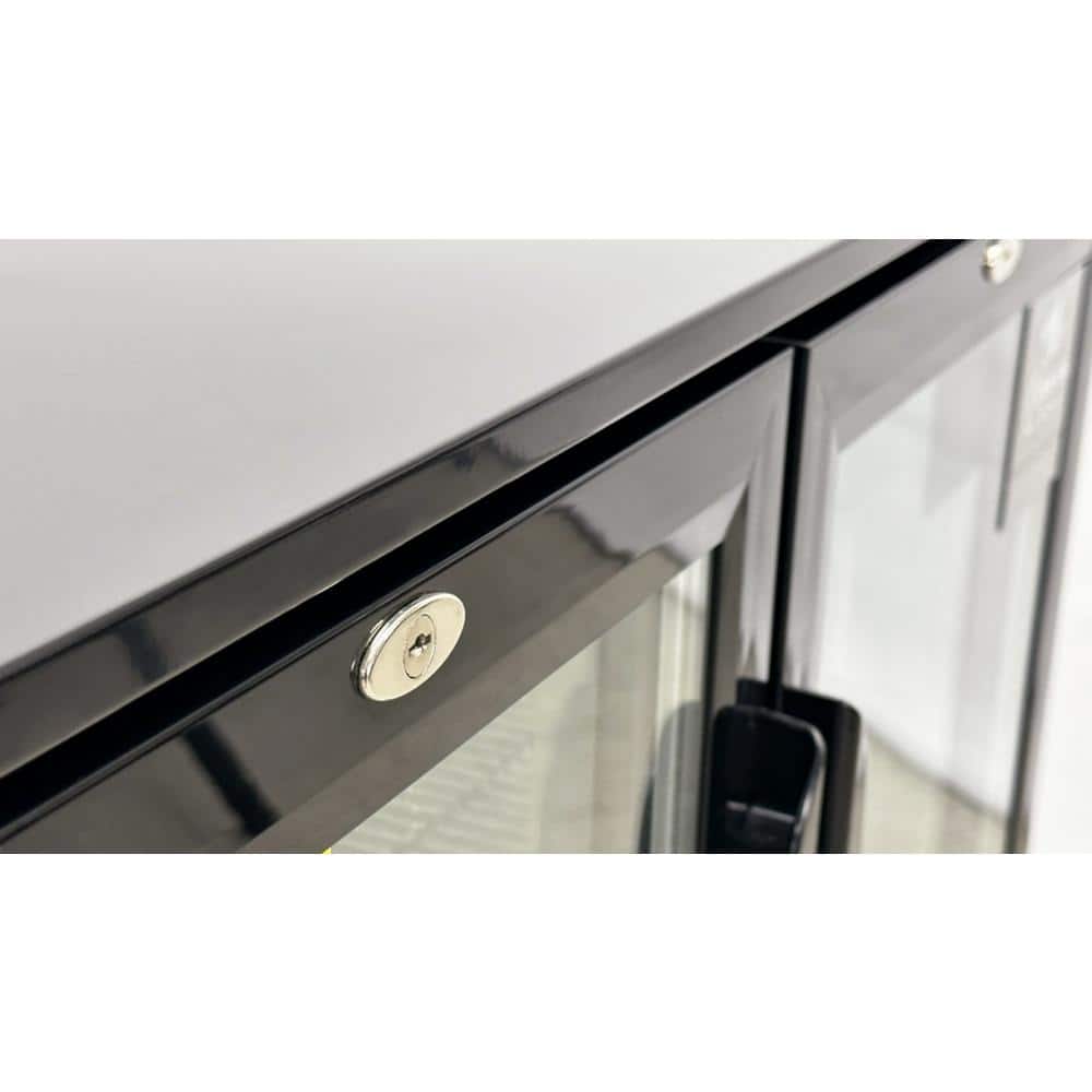 Black 35" Counter Height Bar Refrigerator with Glass Doors