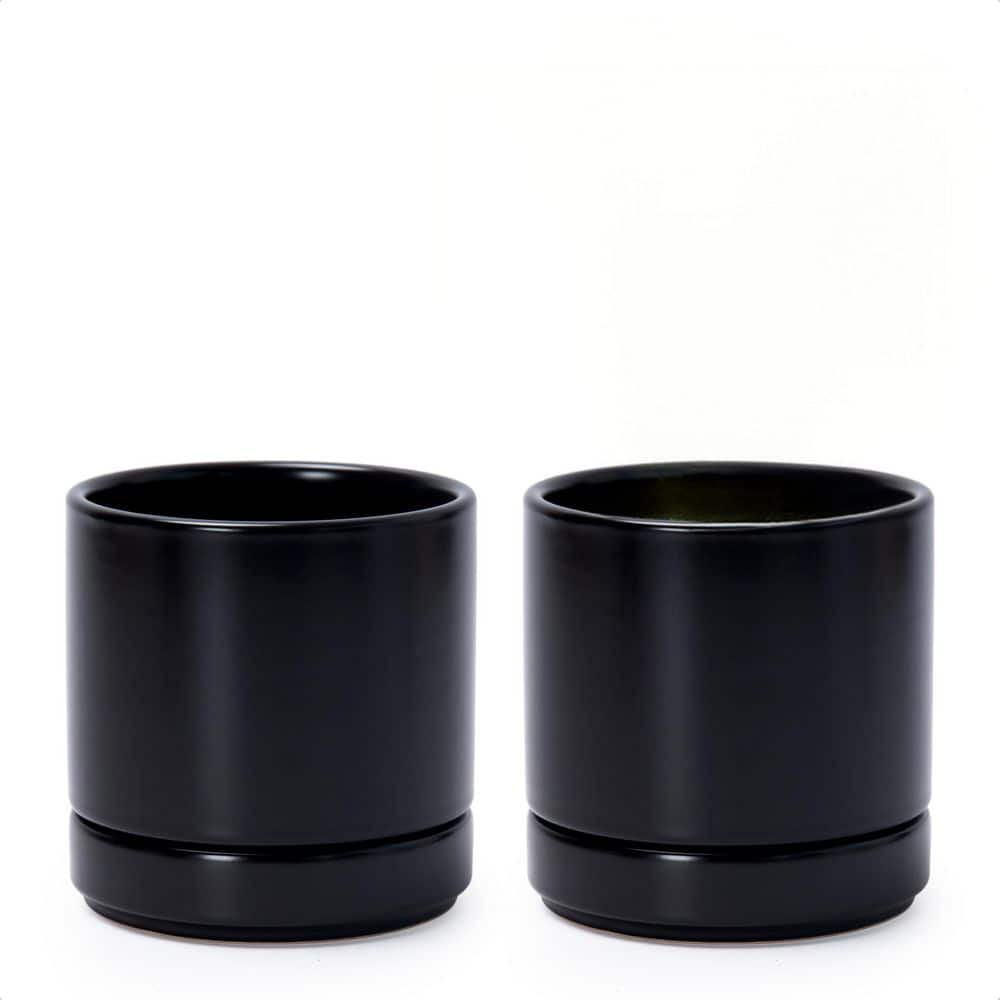 2-Pack 4.7 in. Plants Pots, Ceramic Planter Pot for Plants with Drainage Hole and Saucer, Black price history on PriceWatchPro