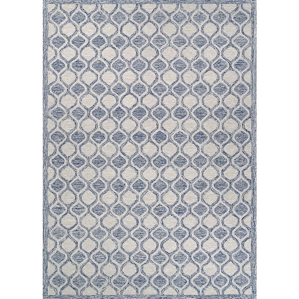 Couristan Silverthorne Mosaic Indigo Blue 8 ft. x 10 ft. Wool Area Rug
