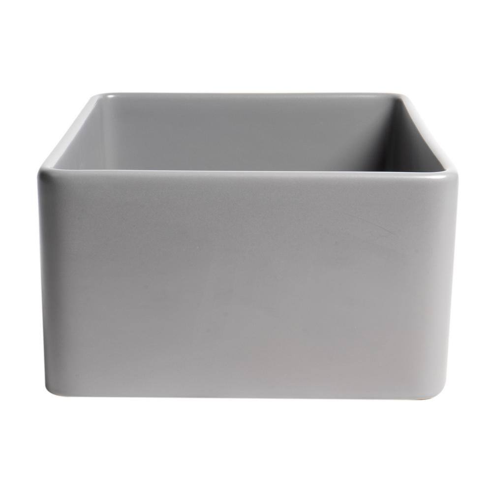 24'' Gray Matte Fireclay Farmhouse Drop-in Kitchen Sink