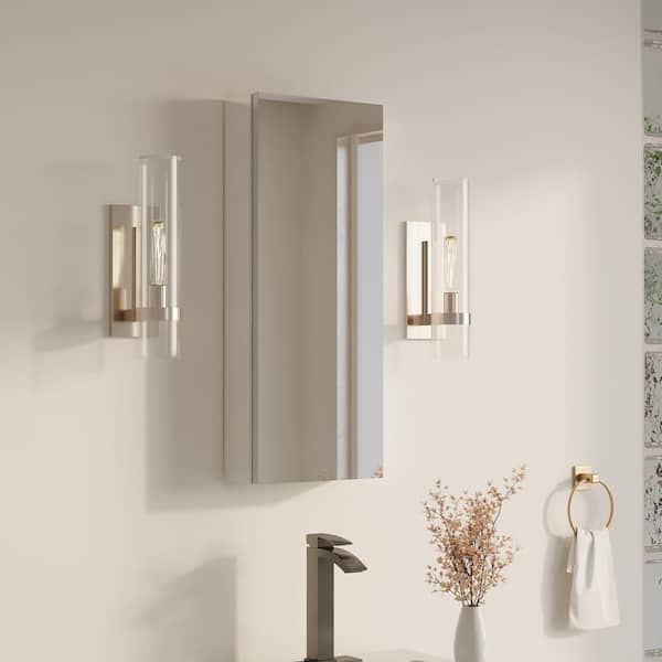 12 in. W x 30 in. H Rectangular Recess/Surface Mount Medicine Cabinet with Mirror, Soft Close Door, Left/Right Open