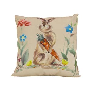 16 in. Bunny with Carrot Easter Pillow