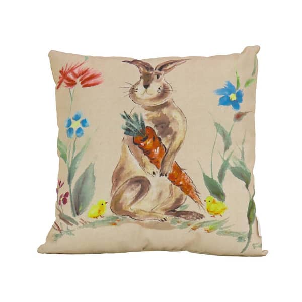 16 in. Bunny with Carrot Easter Pillow