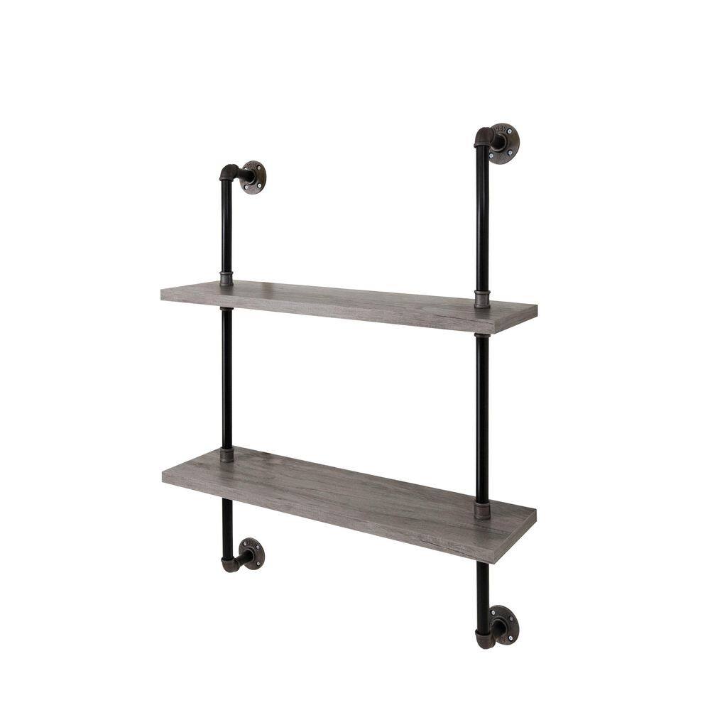 Woodsboro 9.45 in. x 31.5 in. x 39.37 in. Vintage Gray Oak 2-Shelf Decorative Wall Shelf product image for price tracking