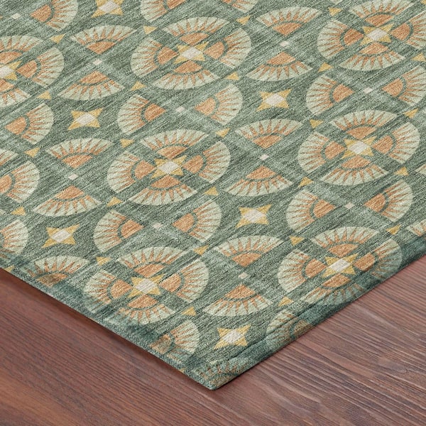 Chantille Machine Washable Indoor/Outdoor Abstract ACN2552 Basil 3 ft. x 4 ft. Area Rug