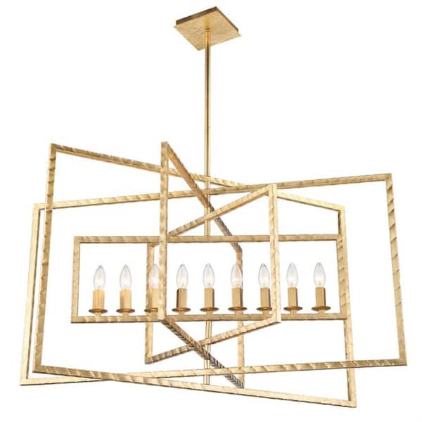 Capri 9- -Light Antique Gold Chandelier