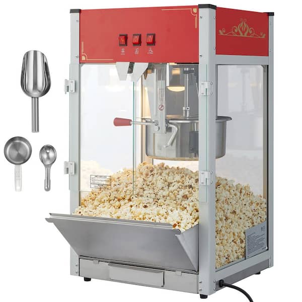 1440-Watt 12 oz. Red Countertop Popcorn Maker Kettle Commercial Popcorn Machine with 3-Switch Control