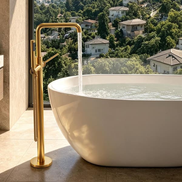EVERSTEIN Single-Handle Freestanding Tub Faucet with Hand Shower